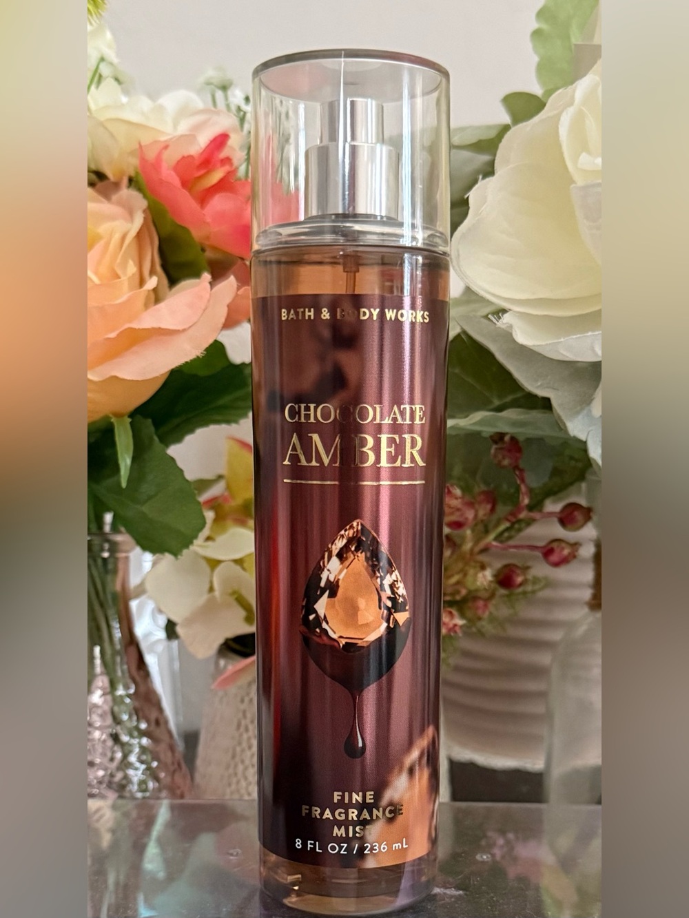 🆕🍫 BATH & BODY WORKS “CHOCOLATE AMBER” FINE FRAGRANCE MIST. NEW NEVER USED.